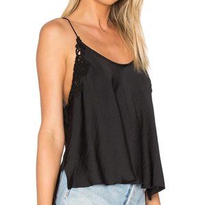 Free People Whoa Silky Lace Tank Top Cami Black